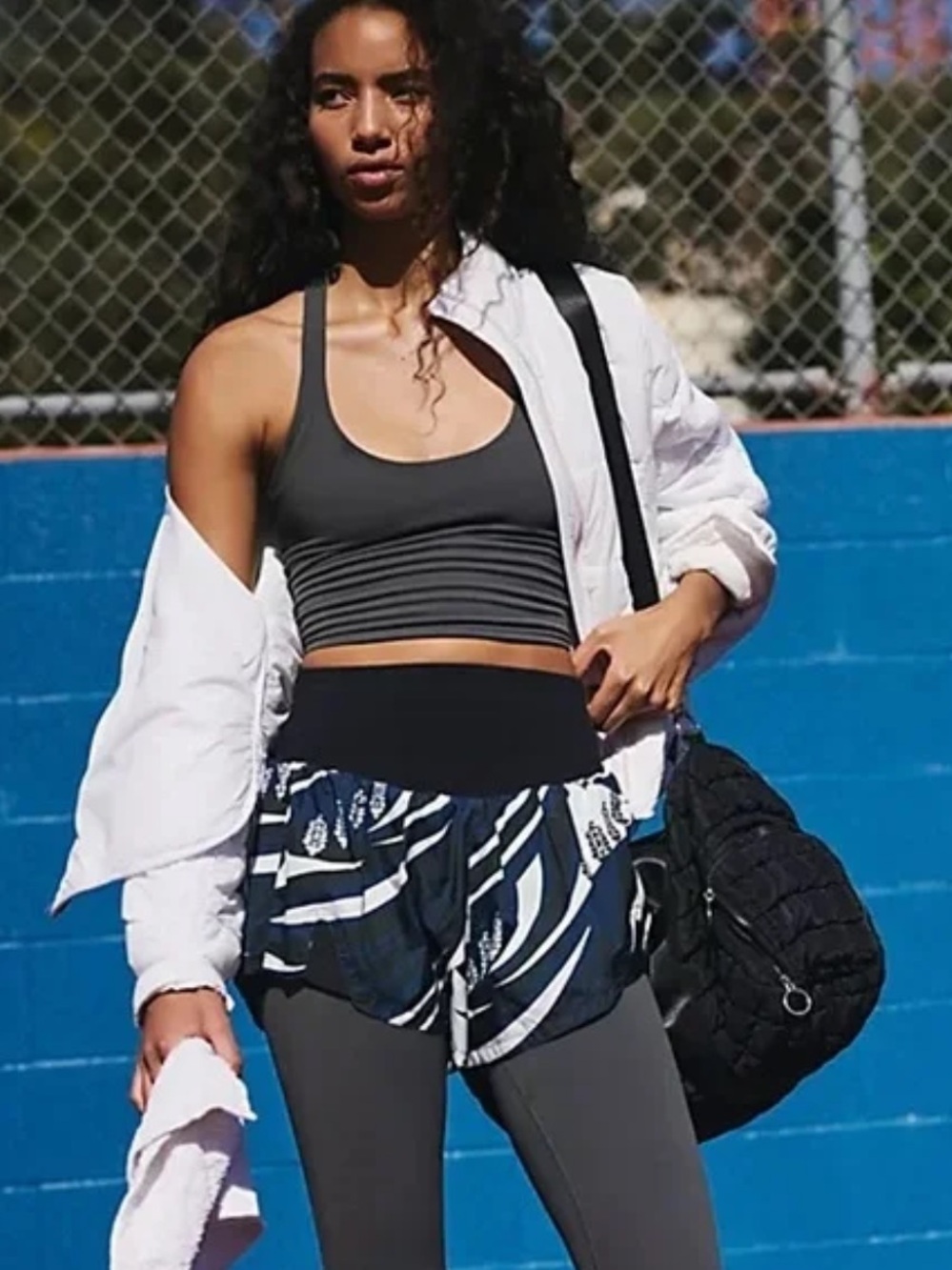 Free People Movement Active High Waist Carpe Diem Logo Print Athletic Shorts